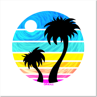 Tropical Retro Sunset Posters and Art